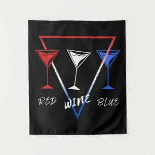 TAPIZ VINO ROJO AZUL 4 DE JULIO DÍA DE CELEBRACIÓN
