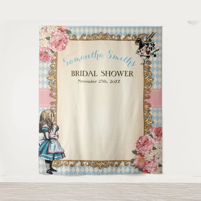 Tapiz Vintage Alice in Wonderland Welcome Bridal Shower (Anverso)