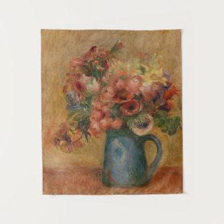 Tapiz Vintage Auguste Renoir Yellow Pink Vase of Flowers