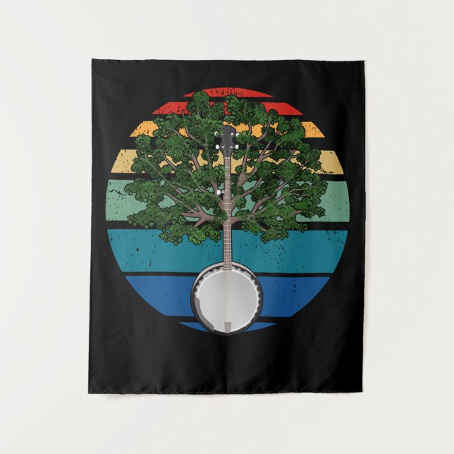 Tapiz Vintage Banjo Retro Country Music Gift Bluegrass (Anverso)