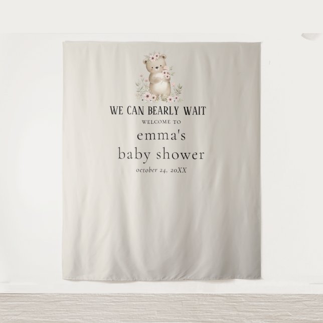 Tapiz Vintage Bearly Wait Shower Backower (Anverso)