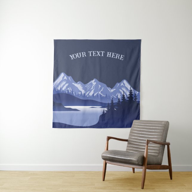 Tapiz Vintage Blue Mountain Lake Sunset (In situ)