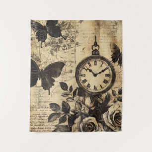 Tapiz Vintage Compass & Butterfly - Papel rústico (1)