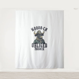 Tapiz Vintage Cowboy Bull Rodeo Moooch Obligado Pardner