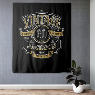 Tapiz Vintage de color negro y oro de edad avanzada a cu