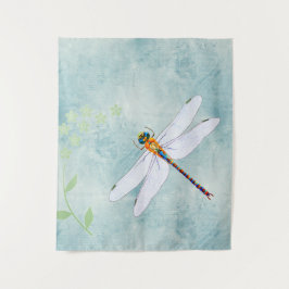 Tapiz Vintage Dragonfly on Faded Floral Background