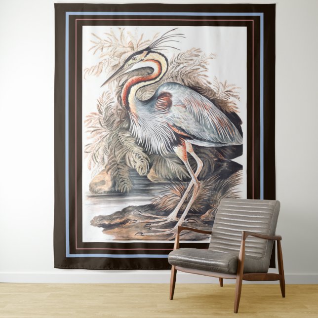 Tapiz Vintage Elizabeth Gwillim Purple Heron (In situ)
