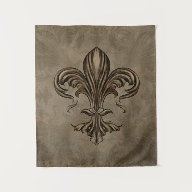 Tapiz Vintage Fleur-de-lis Sepia (Anverso)