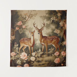 Tapiz Vintage Floral Forest Deer