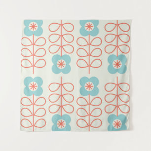 Tapiz Vintage floral geométrica de estilo nórdico.