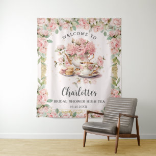 Tapiz Vintage Floral Rosa Alta Tea Bridal Baby Shower