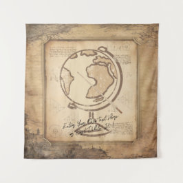 Tapiz Vintage Globe. Regalo de profesores de geografía e