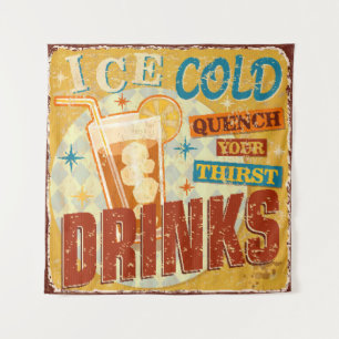 Tapiz Vintage Ice Cold Bebe signo metalizado. vintage, s