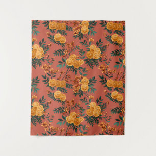 Tapiz Vintage Marigold Calendula Patrón Floral