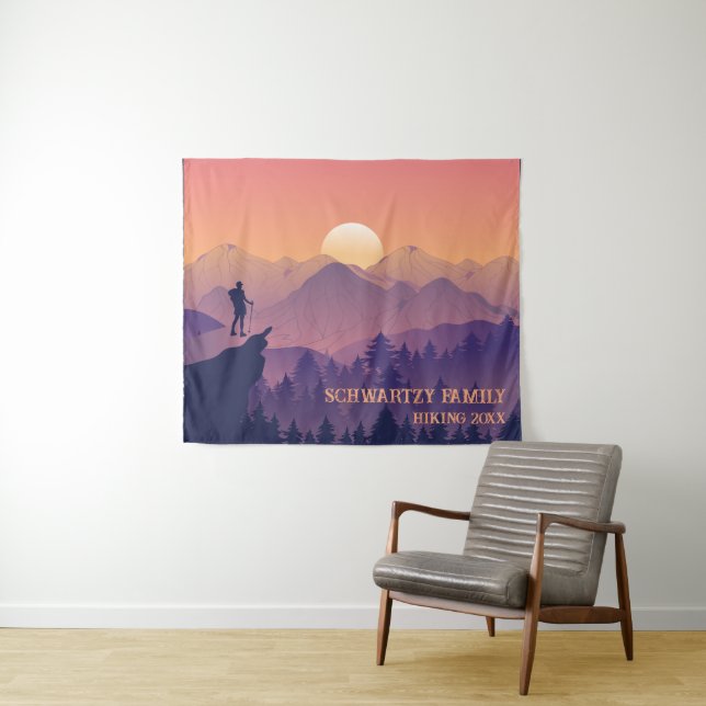 Tapiz Vintage Mountain Hiker's Sunset purple oran (In situ (horizontal))
