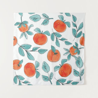 Tapiz Vintage naranjas modernos ilustrados a mano