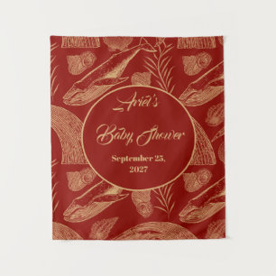 Tapiz Vintage Nautical Whale Red Baby Shower