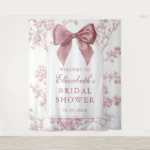 Vintage Pink Bow Bridal Shower Photo Backdrop