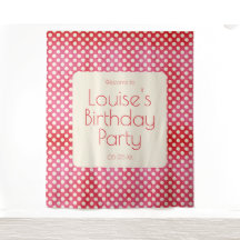 Vintage Red White Polka Dot Pared de cumpleaños