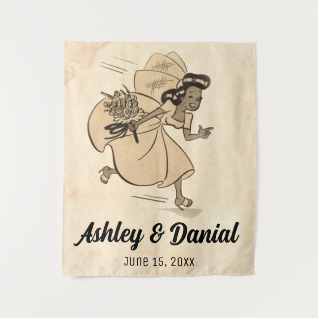 Tapiz Vintage Retro Funny Bride Boda estilo 50 (Anverso)