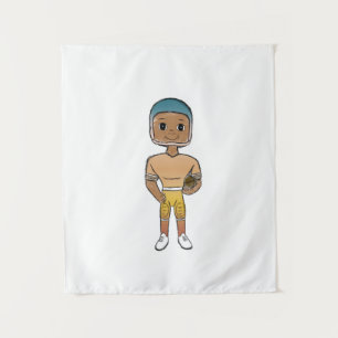 Tapiz vintage retro jugador de fútbol arcoíris ombre 
