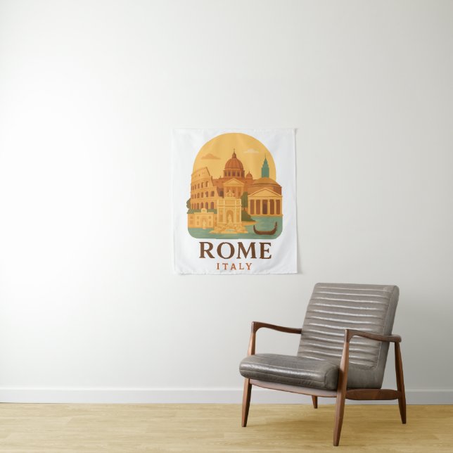Tapiz Vintage Rome Italy Travel Colosseum & Pantheon  (In situ)