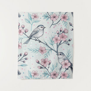 Tapiz Vintage Sakura Cerezo Blossom y Ave Estética 4