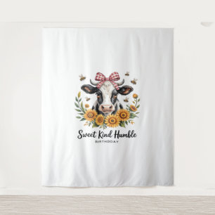 Tapiz Vintage Scottish Highland Cow Art sobredimensionad