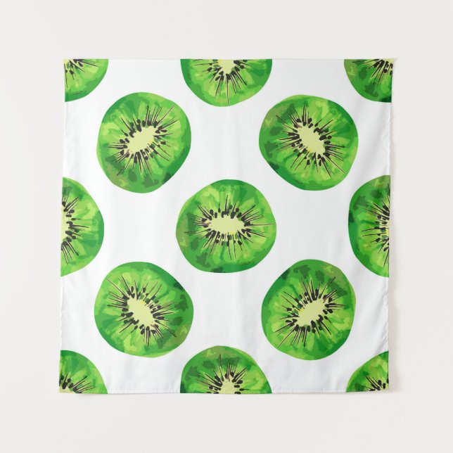 Tapiz vintage Seamless patrón kiwi ilustracion mano dr (Anverso)