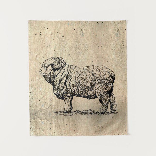 Tapiz Vintage Sheep (Anverso)