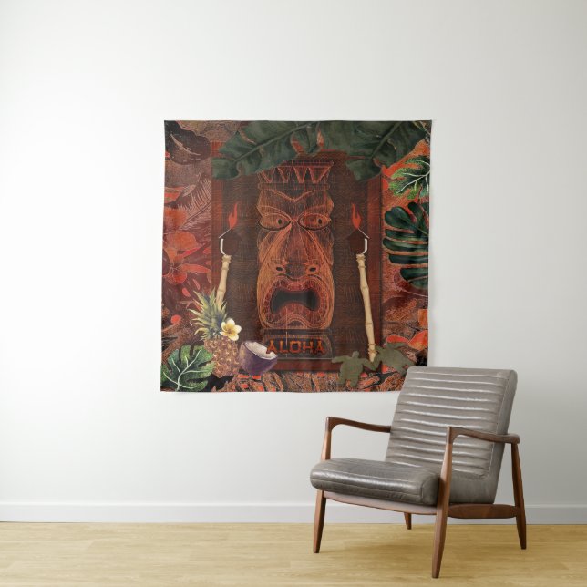 Tapiz Vintage Tiki Aloha Hawaiian Luau Fiesta fondo (In situ)