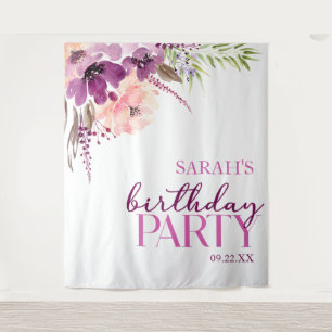 Tapiz Violet Magenta Purple Floral Birday Party