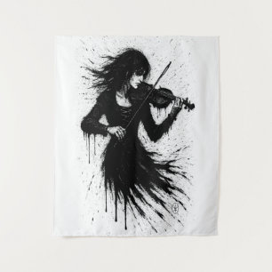 Tapiz Violinista Nacido de la Tinta en la Tormenta de So