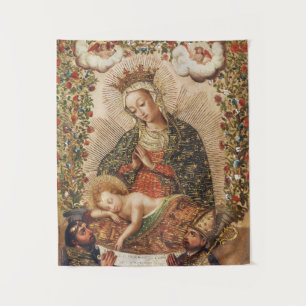 Tapiz Virgen de la Escuela Cuzqueña Antigua Adorando al 