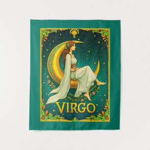 Tapiz Virgo Doncella Sentada en Luna Creciente