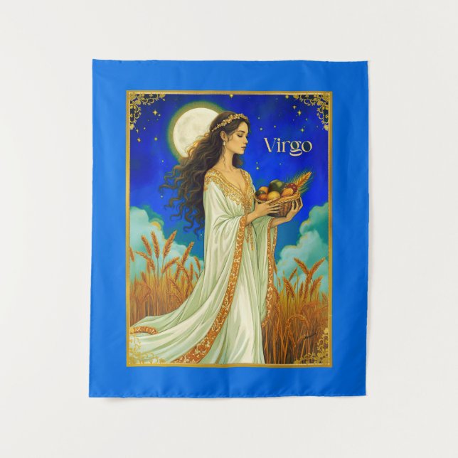 Tapiz Virgo Zodiac Beauty Under a Night Sky (Anverso)