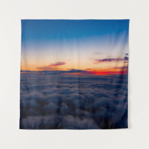 Tapiz Vista aérea de la puesta de sol sobre las montañas