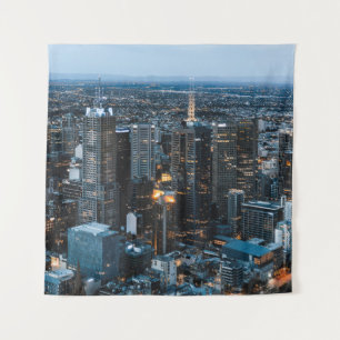 TAPIZ VISTA AÉREA DE LOS EDIFICIOS DE LA CIUDAD DURANTE