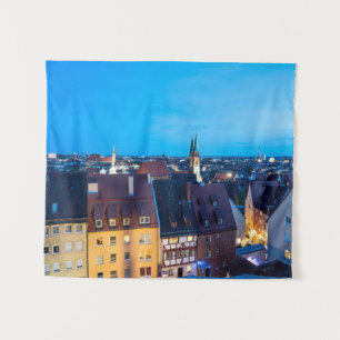 Tapiz Vista del casco antiguo de Nuremberg de noche