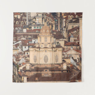 Tapiz vistas al tejado de la ciudad italiana, arquitectu