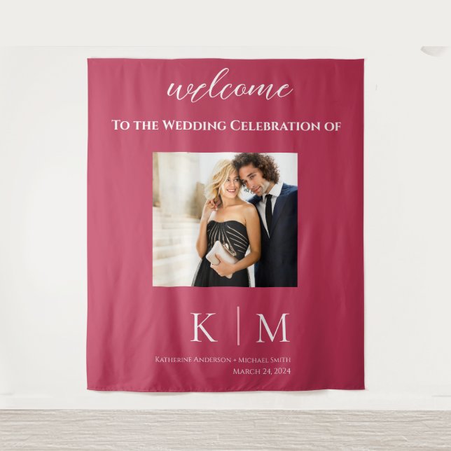 Tapiz Viva Magenta y Boda fotográfico blanco- (Anverso)
