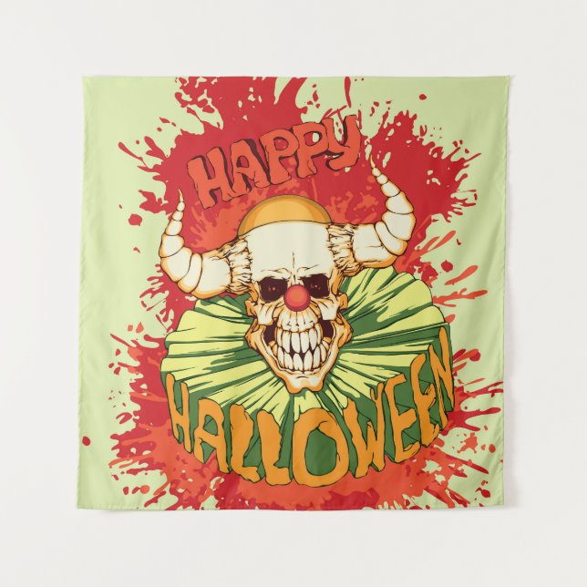 Tapiz Volante de Halloween: tema diabólico del payaso (Anverso)