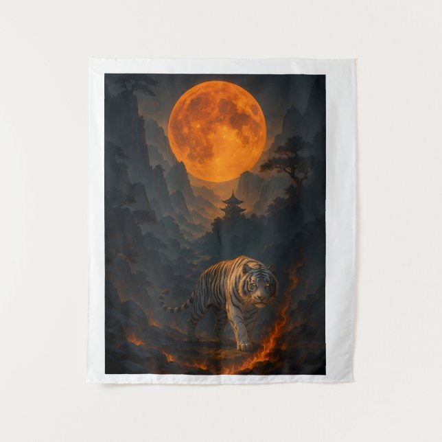 Tapiz Volcanic White Tiger Premium Wall Art – Fine Art C (Anverso)