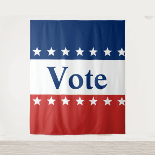 Tapiz Vota blanco y azul rojo (con estrellas)