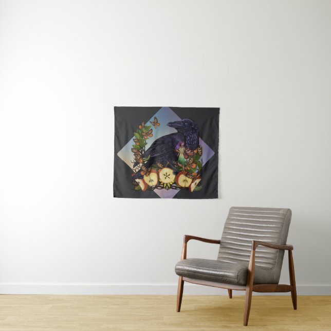 Tapiz Vuelos de Fantasy Raven Faery Art (In situ (horizontal))