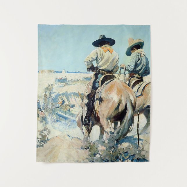 Tapiz Wagon Supply Western Art de NC Wyeth (Anverso)