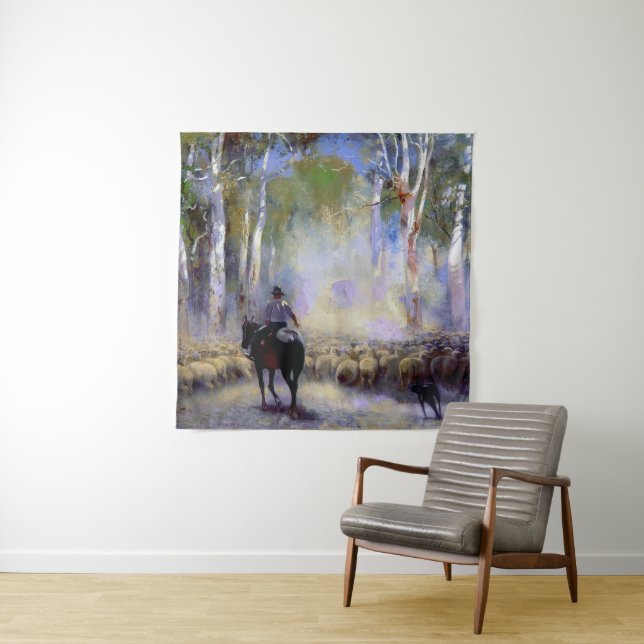 Tapiz Walter Withers The Drover 1912 Australian Art (In situ)