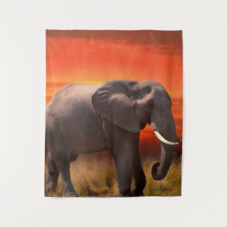 Tapiz Wandkleed met Afrikaanse olifant en zonsondergang