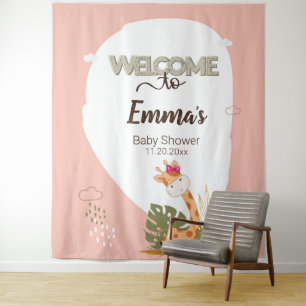 Tapiz Watercolor Baby Giraffe, Bienvenidos a Baby Shower