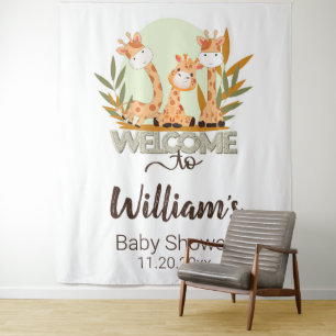Tapiz Watercolor Baby Giraffe, Bienvenidos A Baby Shower